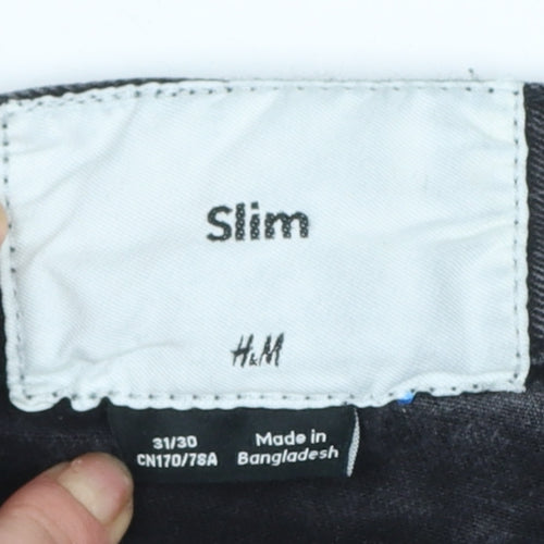 H&M Men's Black Slim Fit Jeans 31x30 Denim Mid Rise