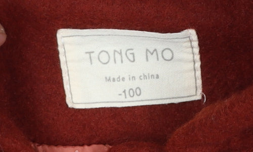 TONG MO Girls Red Wool Blend Hooded Reindeer Christmas Coat Age 3 Years