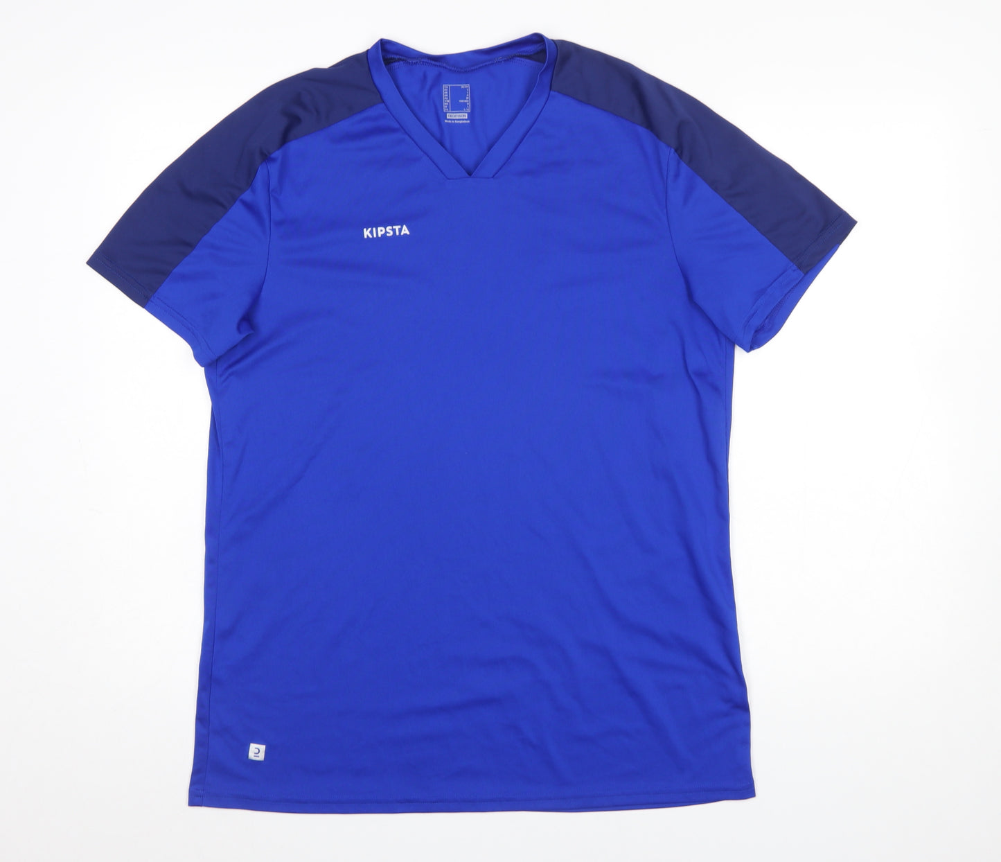 Kipsta Men's Blue Short Sleeve V-Neck Activewear T-Shirt Size L