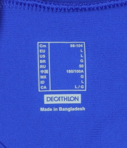 Kipsta Men's Blue Short Sleeve V-Neck Activewear T-Shirt Size L