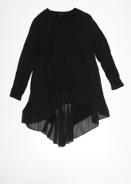 Roman Women’s Black Long Sleeve Chiffon Tunic Blouse Size 16