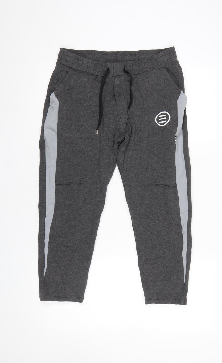 Title Womens Grey Jogger Sweatpants L Elastic Waist Pockets Drawstring