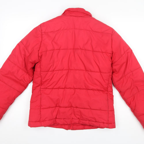 Adidas Women Red Puffer Jacket Size 12 Quilted Winter Coat
