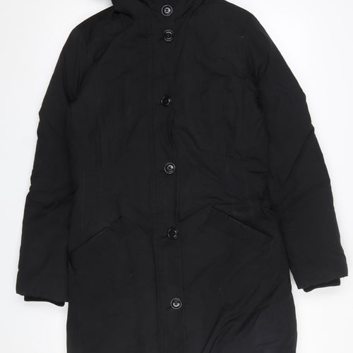 Jigsaw Women's Black Long Hooded Down Coat Size 8
