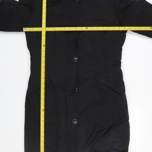Jigsaw Women's Black Long Hooded Down Coat Size 8