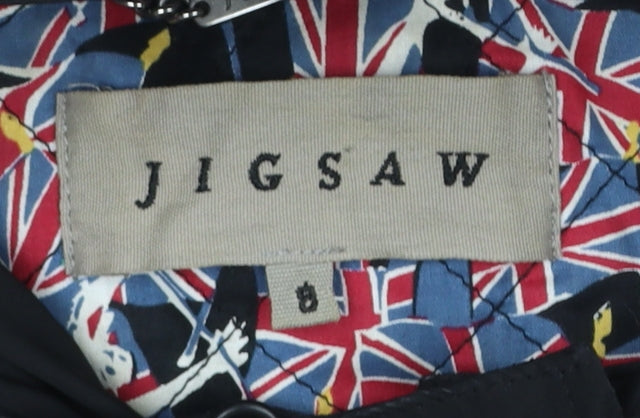Jigsaw Women's Black Long Hooded Down Coat Size 8