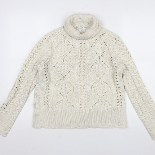 Now or Never Women Ivory Roll Neck Chunky Knit Jumper Size 12