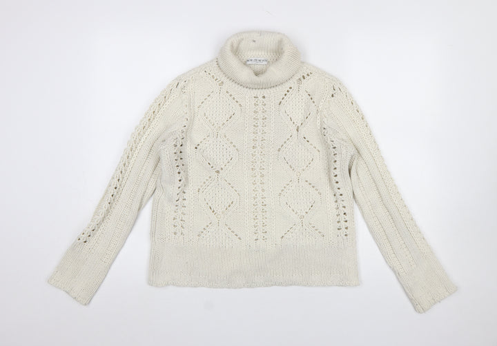 Now or Never Women Ivory Roll Neck Chunky Knit Jumper Size 12