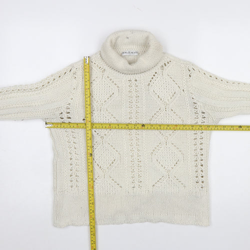 Now or Never Women Ivory Roll Neck Chunky Knit Jumper Size 12
