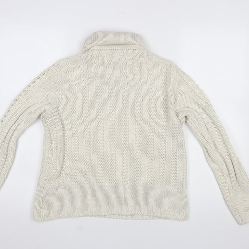 Now or Never Women Ivory Roll Neck Chunky Knit Jumper Size 12