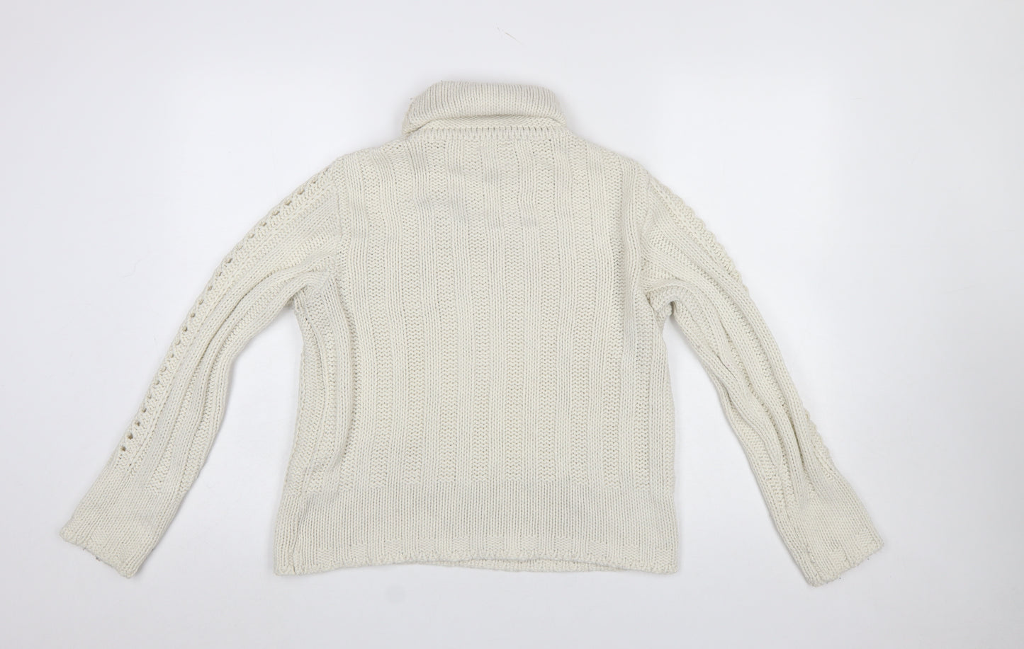 Now or Never Women Ivory Roll Neck Chunky Knit Jumper Size 12