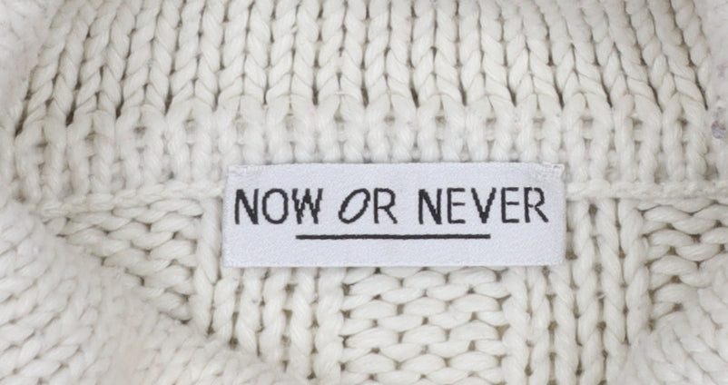 Now or Never Women Ivory Roll Neck Chunky Knit Jumper Size 12