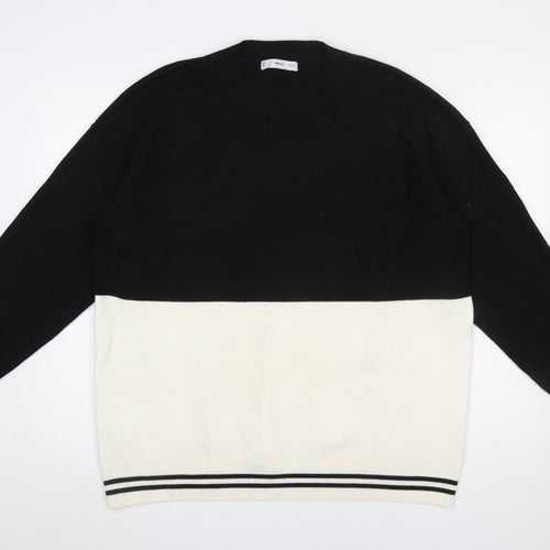 MNG Women's Black and Ivory Knit Pullover Jumper XL