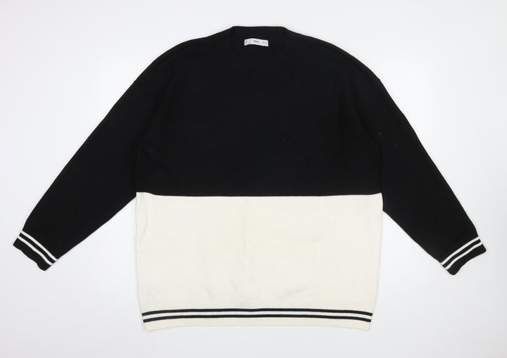 MNG Women's Black and Ivory Knit Pullover Jumper XL