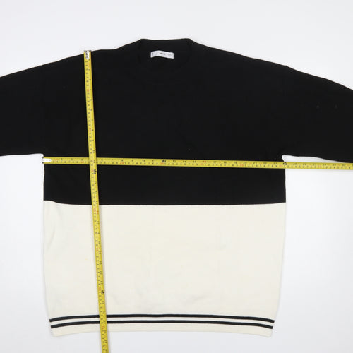 MNG Women's Black and Ivory Knit Pullover Jumper XL