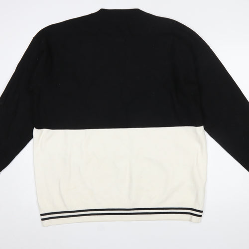MNG Women's Black and Ivory Knit Pullover Jumper XL