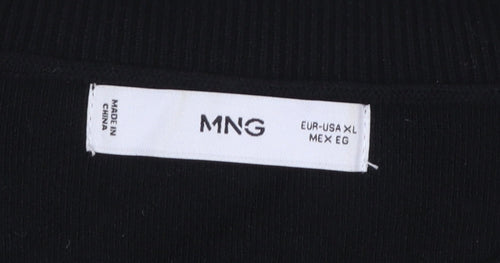 MNG Women's Black and Ivory Knit Pullover Jumper XL