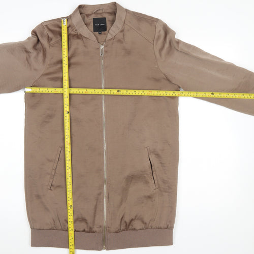 New Look Womens Brown Bomber Jacket Size 12 Lightweight Zip Up
