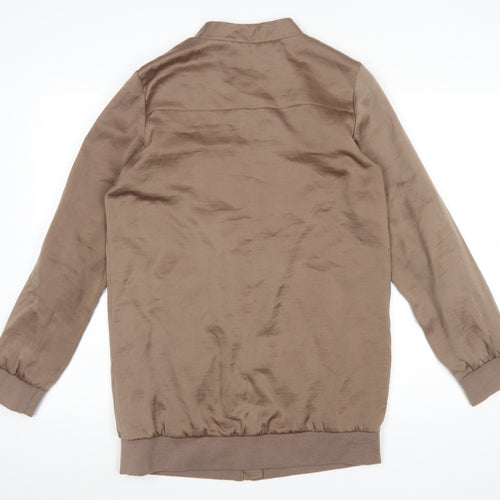 New Look Womens Brown Bomber Jacket Size 12 Lightweight Zip Up