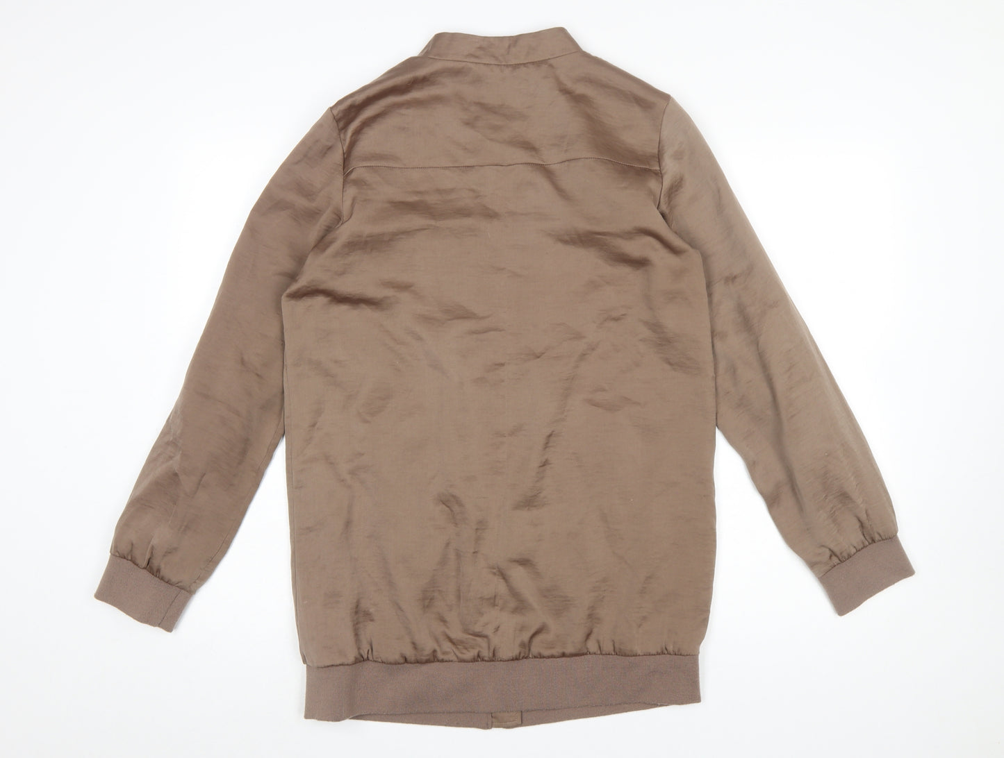 New Look Womens Brown Bomber Jacket Size 12 Lightweight Zip Up