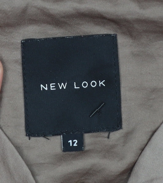 New Look Womens Brown Bomber Jacket Size 12 Lightweight Zip Up