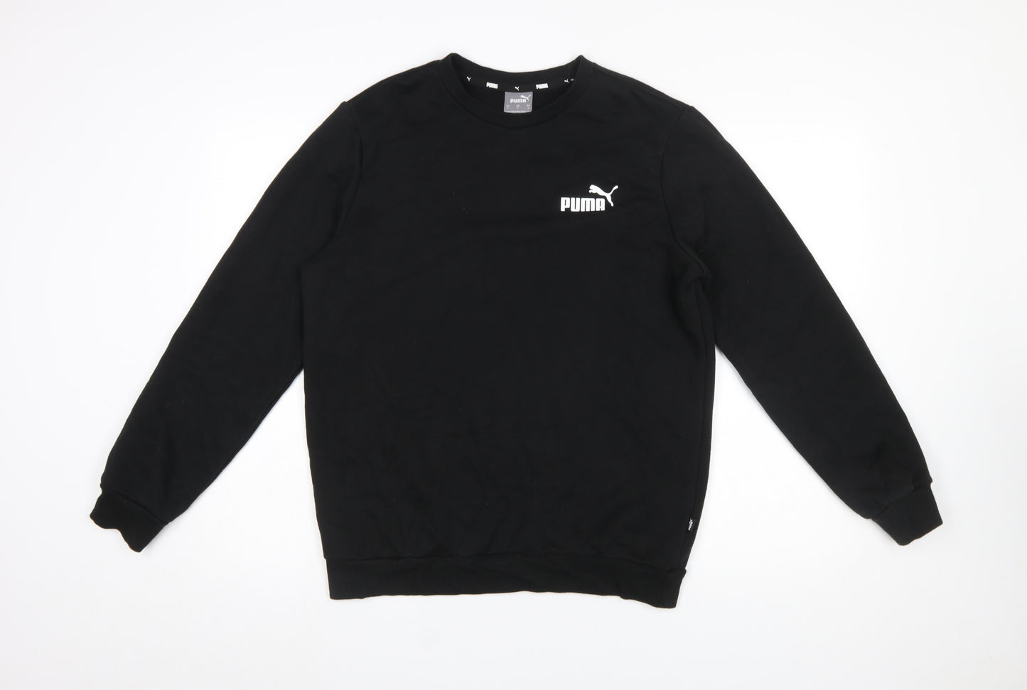 Puma Men's Black Small Crew Neck Pullover Sweatshirt Logo Sportswear