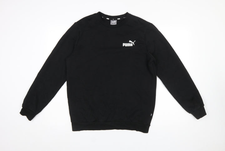 Puma Men's Black Small Crew Neck Pullover Sweatshirt Logo Sportswear