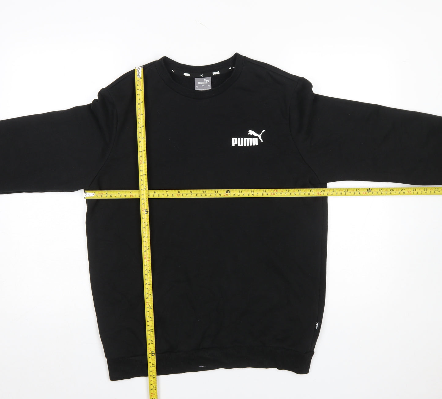 Puma Men's Black Small Crew Neck Pullover Sweatshirt Logo Sportswear