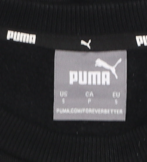 Puma Men's Black Small Crew Neck Pullover Sweatshirt Logo Sportswear