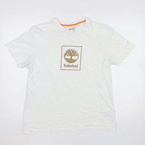 Timberland Men's White Regular Fit Graphic Logo T-Shirt M