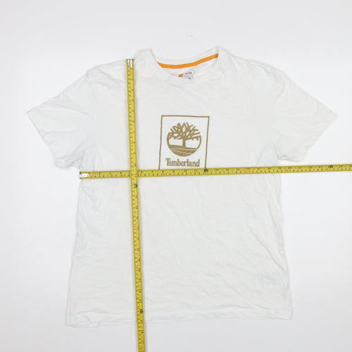 Timberland Men's White Regular Fit Graphic Logo T-Shirt M