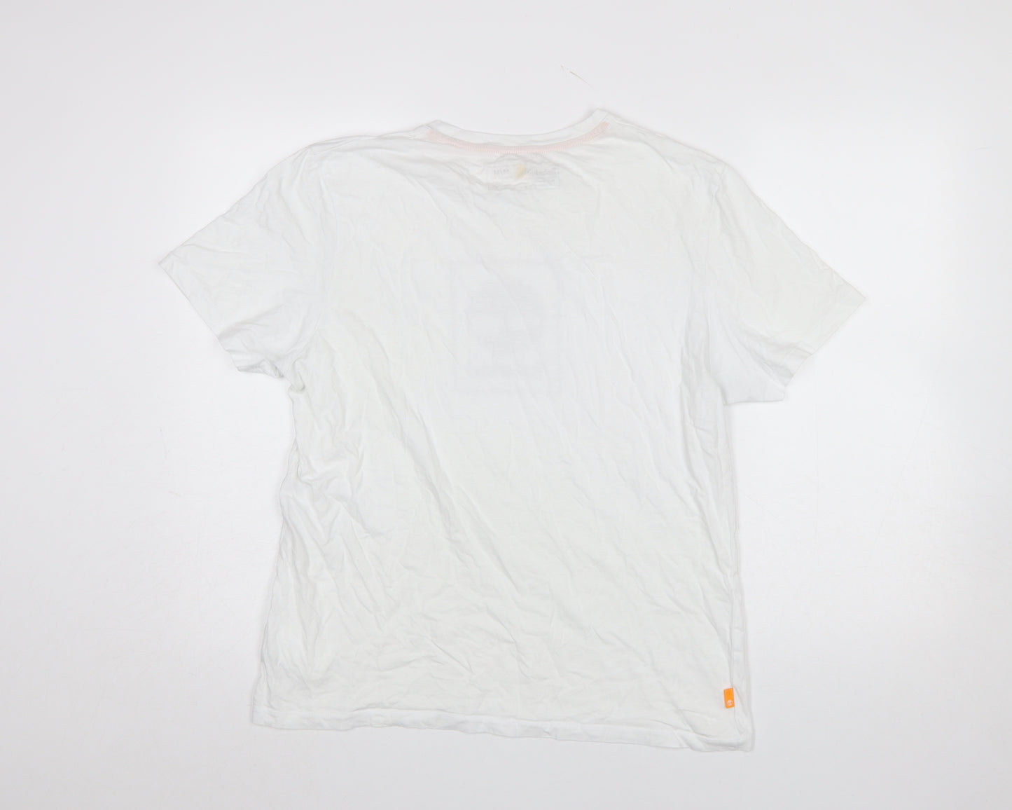 Timberland Men's White Regular Fit Graphic Logo T-Shirt M