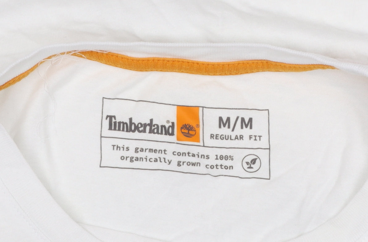 Timberland Men's White Regular Fit Graphic Logo T-Shirt M