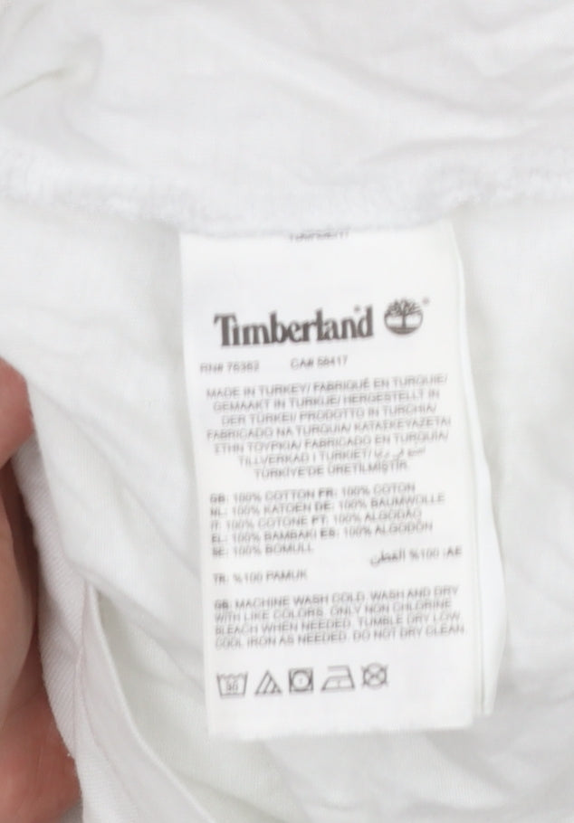 Timberland Men's White Regular Fit Graphic Logo T-Shirt M
