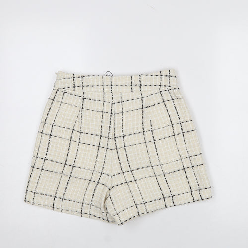 Primark Women’s Beige Check Tweed Chino Shorts Size 8