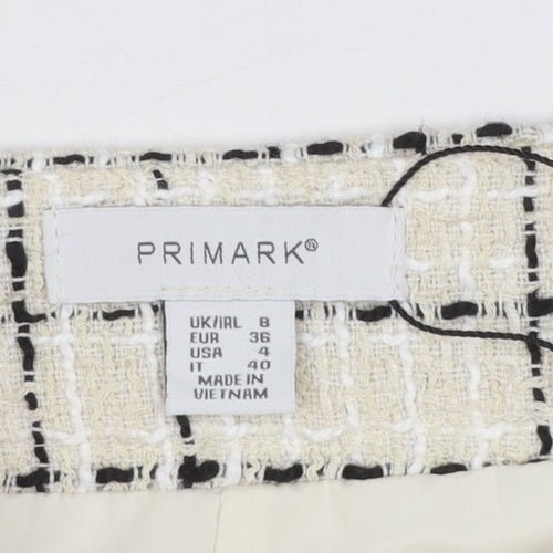 Primark Women’s Beige Check Tweed Chino Shorts Size 8