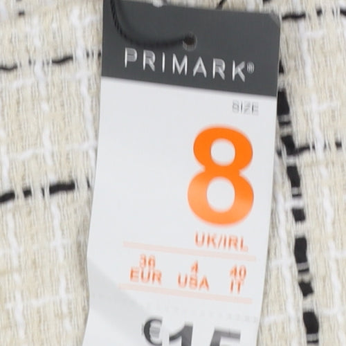 Primark Women’s Beige Check Tweed Chino Shorts Size 8