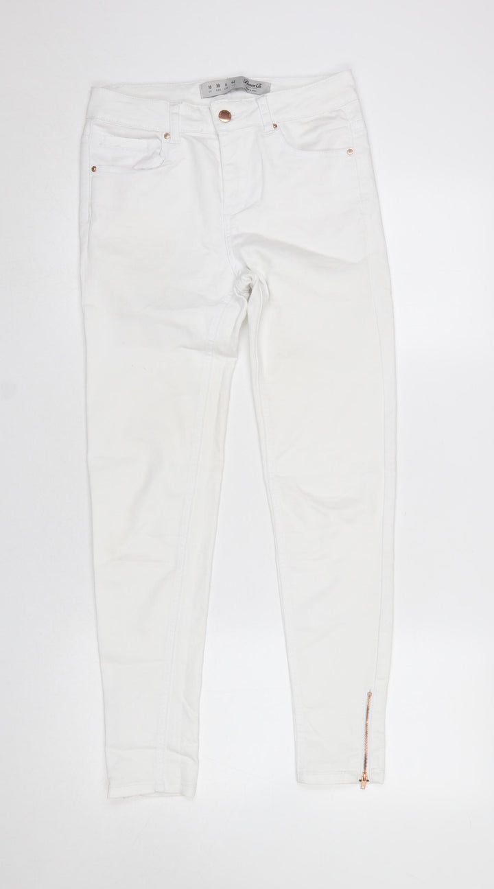 Denim Co. Women's White Size 10 Skinny Jeans with Ankle Zip