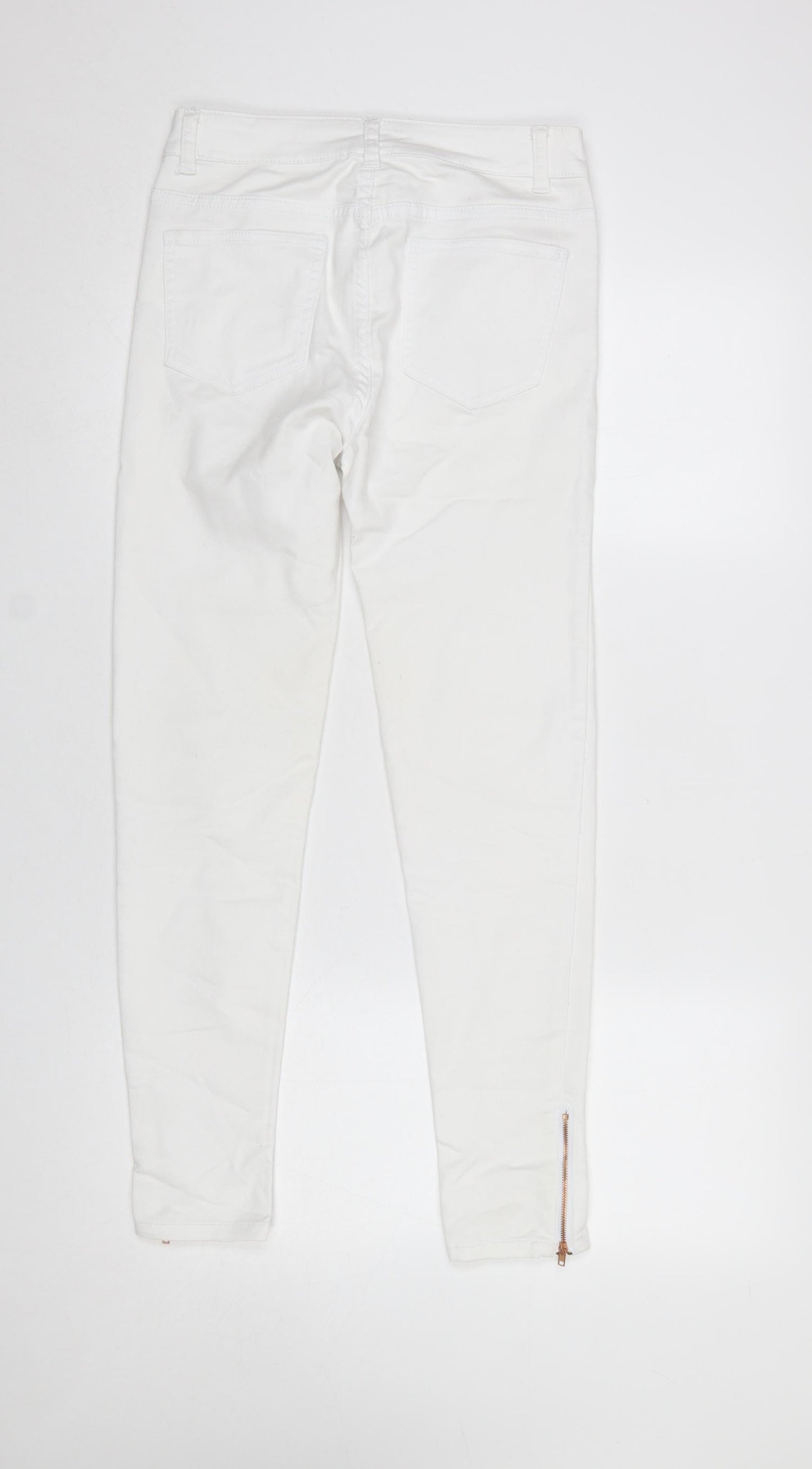 Denim Co. Women's White Size 10 Skinny Jeans with Ankle Zip