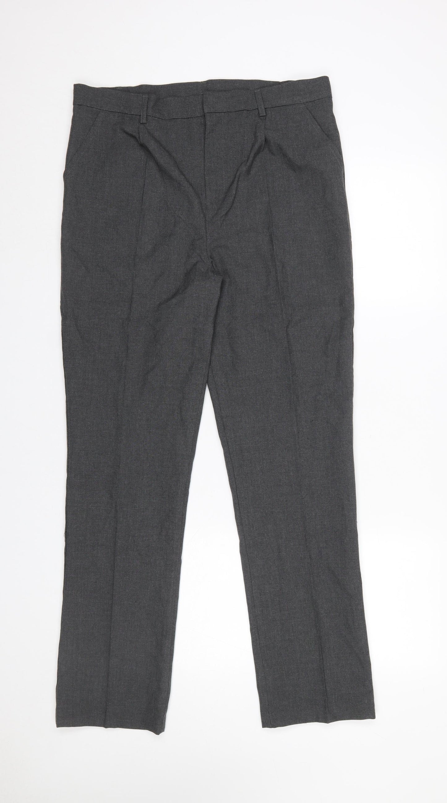 Very Boys Grey Regular Fit School Trousers 15-16 Years Polyester Blend