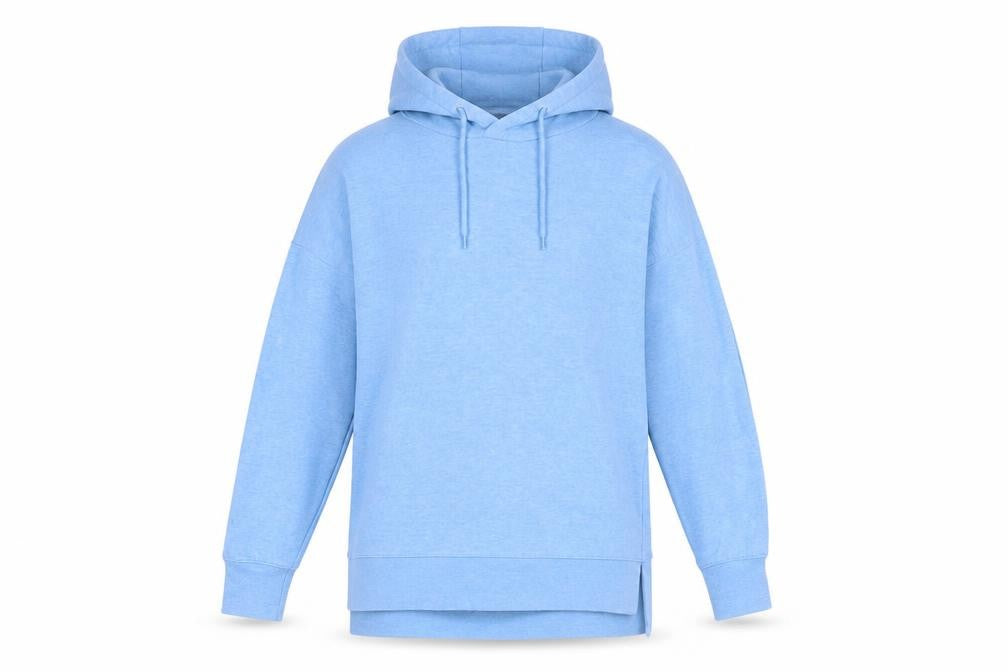 Front view of Dunnes Women’s Light Blue Pullover Hoodie XS Relaxed Fit