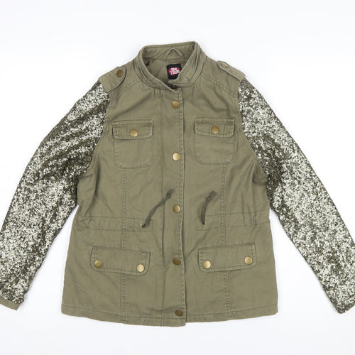 George Girls Green Military Style Sequin Sleeve Jacket 11-12 Years