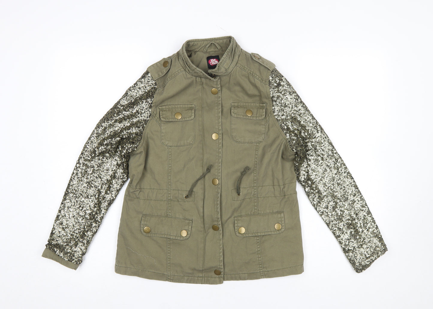 George Girls Green Military Style Sequin Sleeve Jacket 11-12 Years