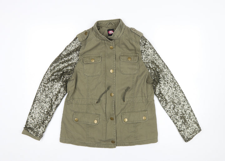 George Girls Green Military Style Sequin Sleeve Jacket 11-12 Years