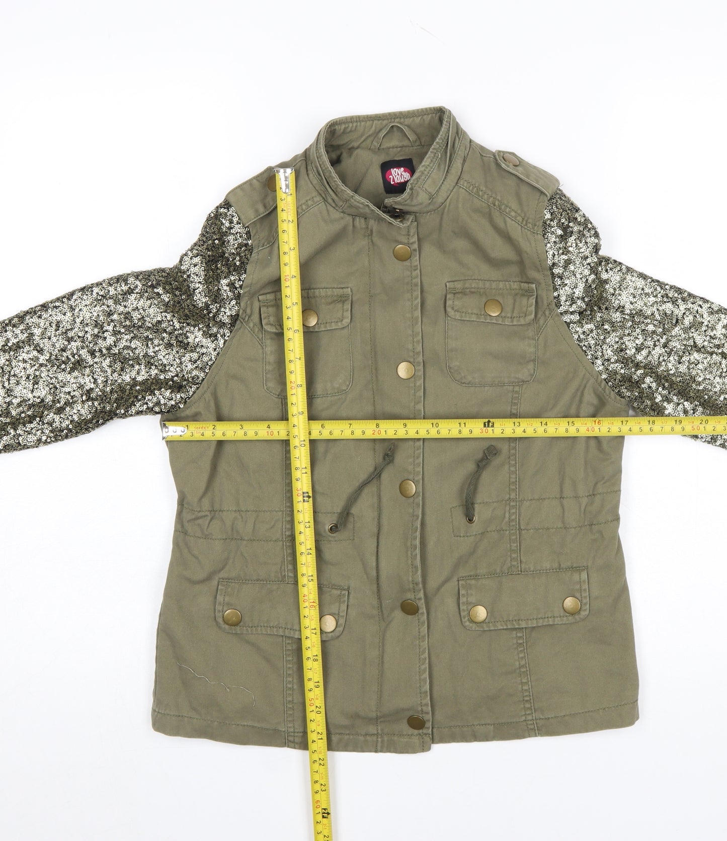 George Girls Green Military Style Sequin Sleeve Jacket 11-12 Years
