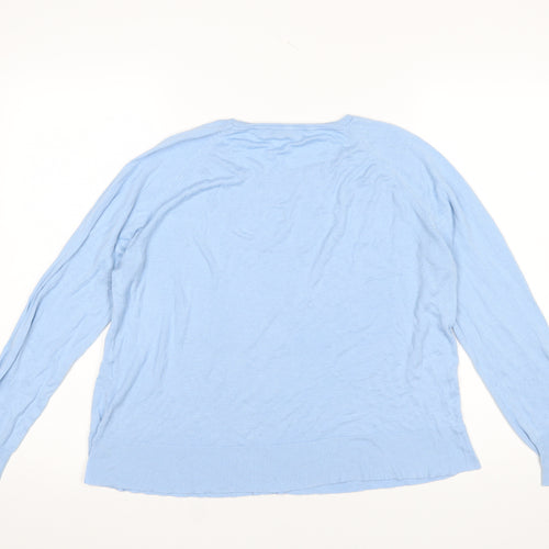 ZARA Women’s Blue Cotton Crew Neck Pullover Jumper Size 14