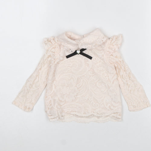 River Island Girls Ivory Lace Long Sleeve Blouse 6-9 Months Formal Party Top