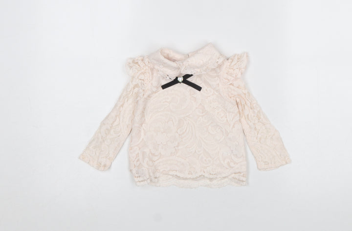 River Island Girls Ivory Lace Long Sleeve Blouse 6-9 Months Formal Party Top