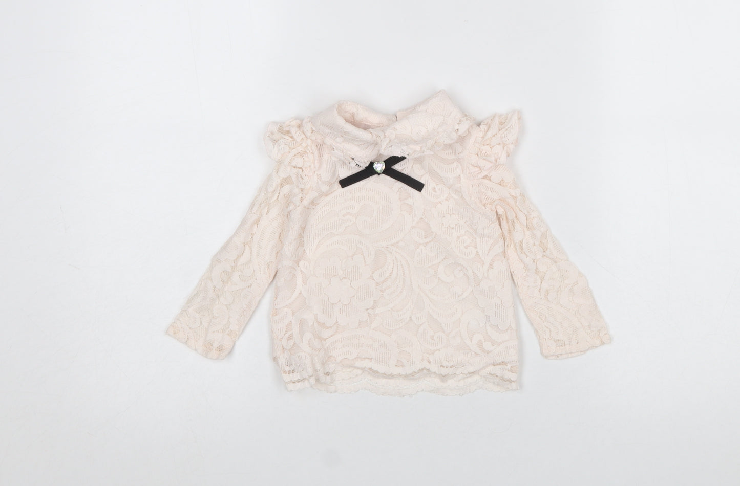 River Island Girls Ivory Lace Long Sleeve Blouse 6-9 Months Formal Party Top