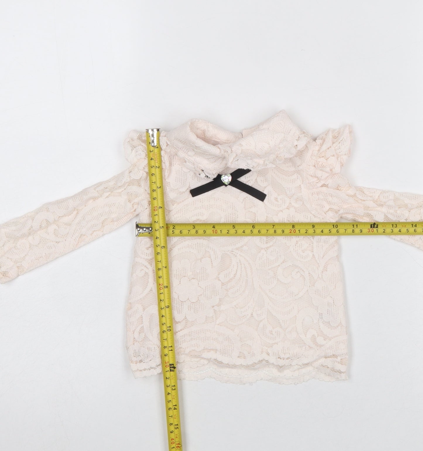 River Island Girls Ivory Lace Long Sleeve Blouse 6-9 Months Formal Party Top